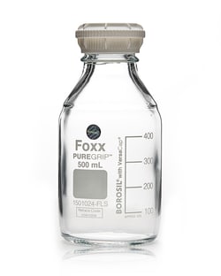 Foxx Life Sciences PUREGRIP Reusable Round Glass Media Storage Bottles