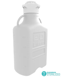 Foxx Life Sciences EZBio® 20L (5 GAL) Gamma Sterilized Double Bagged HDPE Carboy with Wide Mouth 120mm VersaCap® Closure