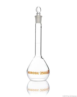 Foxx Life Sciences Borosil Wide Mouth Class A Volumetric Flasks with Interchangeable