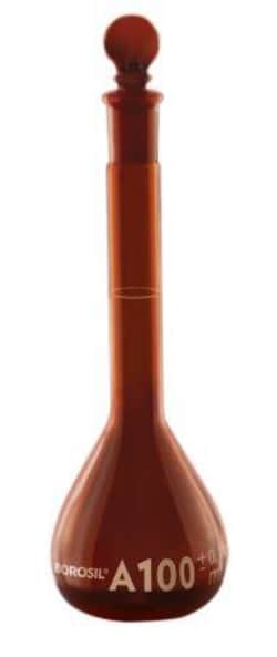 Foxx Life Sciences Borosil Amber Light-Blocking Volumetric Flask Class
