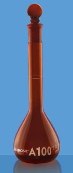 Foxx Life Sciences Borosil Amber Light-Blocking Wide Mouth Class A Volumetric