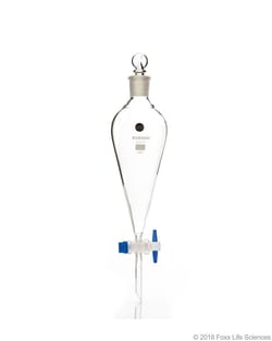 Foxx Life Sciences Borosil Pear-Shaped Glass Sepratery Funnel with Boroflo