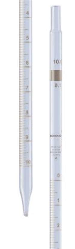 Foxx Life Sciences Borosil® Reusable Class A Mohr (Measuring) Pipettes (Pipets) with Permanent Amber Graduations and Individual Serial Numbers, Individual Certificate, 2mL (0.10ml Intervals), 10/CS
