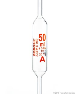 Foxx Life Sciences Borosil Reusable Class A Volumetric Transfer Pipettes