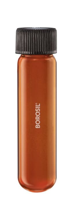 Foxx Life Sciences Borosil® Reusable Heavy Duty Amber Light-Blocking Culture Tubes with PTFE Lined PP Screw Caps and Round Bottoms, 5mL (16 x 75mm), 100/CS
