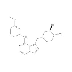 Medchemexpress LLC&nbsp;(3R,4R)-4-amino-1-[[4-(3-methoxyanilino)pyrrolo[2,1-f]triazin-5-yl]methyl]piperidin-3-ol | 859853-30-8 | MFCD18633295 | 99.7% | 368.43 g/mol | C19H24N6O2 | 2 MG