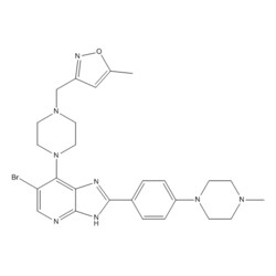 Medchemexpress LLC&nbsp;6-bromo-7-[4-[(5-methyl-3-isoxazolyl)methyl]-1-piperazinyl]-2-[4-(4-methyl-1-piperazinyl)phenyl] | 1095382-05-0 | ≥98.0% | 551.48 g·mol⁻¹ | C26H31BrN8O | 5 MG