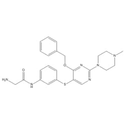 Medchemexpress LLC&nbsp;Acetamide, 2-amino-N-[3-[[2-(4-methyl-1-piperazinyl)-4-(phenylmethoxy)-5-pyrimidinyl]thio]phenyl] | 1268273-90-0 | 98.1% | 464.58 | C24H28N6O2S | 5MG