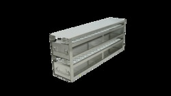 CRYSTAL TECHNOLOGY AND INDUSTRIES&nbsp;Upright Stainless Steel Freezer Rack, (2) Drawers Holds (102) 50ml Centrifuge Tubes, Rack Dimensions 26 15/16L x 9 15/16H x 5 1/2W