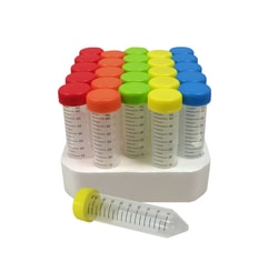 MTC Bio SpectraTube™ 50ml PP (29x115mm), flat rainbow screw cap, 25/foam rack