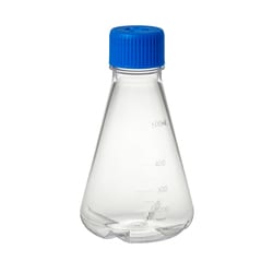 MTC Bio Flask, Erlenmeyer, 500ml, Polycarbonate, baffled bottom w/ vented screw cap, Sterile, indiv wrapped, 12/CS