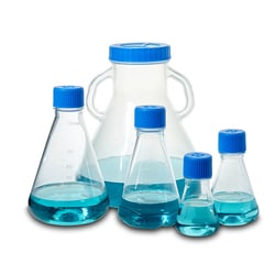 MTC Bio Flask, Erlenmeyer, Styrene Butadiene, 2.8L, baffled bottom w / vented screw cap, Sterile, Indiv wrapped, 6 / CS