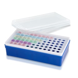 MTC Bio Ice Rack™ for 72 × 0.5mL tubes, detachable lid, tube platform, and base, numbered cavities, accepts snap cap and screw cap 0.5mL to 0.65mL tubes, 6/cs