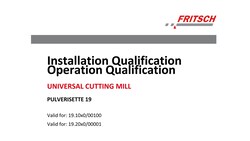 Fritsch Milling And Sizing Inc IQ/OQ Documentation P-19 as Form, Quantity: