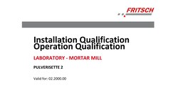 Fritsch Milling And Sizing Inc IQ/OQ Documentation P-2 as Form, Quantity: