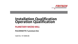 Fritsch Milling And Sizing Inc IQ/OQ Documentation P-7 Pl as Form, Quantity: