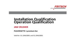 Fritsch Milling And Sizing Inc IQ/OQ Documentation P-1 Pl as Form