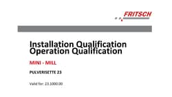 Fritsch Milling And Sizing Inc IQ/OQ Documentation P-23 as Form