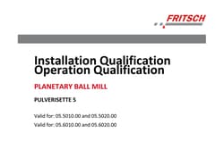 Fritsch Milling And Sizing Inc IQ/OQ Documentation P-5 Cl as Form