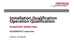 Fritsch Milling And Sizing Inc IQ/OQ Documentation P-7 Cl as Form, Quantity: