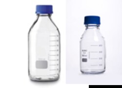 CHEMSCIENCE Glass Media/Storage Bottles, Clear, 1000 mL - Blue Caps, Quantity: