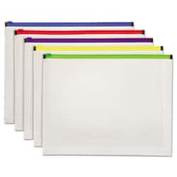 Enterprise Technology Solutions&nbsp;Poly Zip Envelope, Zipper Closure, 10 x 13, Assorted Colors, 5/Pack