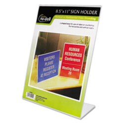 Enterprise Technology Solutions Nu-Dell Clear Plastic Sign Holder, Stand-Up,