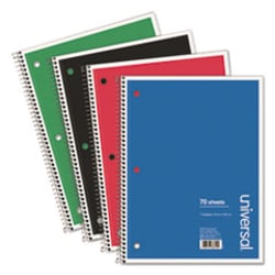 Enterprise Technology Solutions&nbsp;Wirebound Notebook, 1-Subject, Medium/College Rule, Assorted Cover Colors, (70) 10.5 x 8 Sheets, 4/Pack