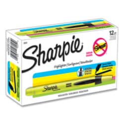 Enterprise Technology Solutions&nbsp;Sharpie Retractable Highlighters, Fluorescent Yellow Ink, Chisel Tip, Yellow/Black Barrel, Dozen