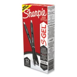 Enterprise Technology Solutions&nbsp;Sharpie S-Gel High-Performance Gel Pen, Retractable, Extra-Fine 0.38 mm, Black Ink, Black Barrel, Dozen