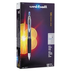 Enterprise Technology Solutions&nbsp;Signo 207 Gel Pen, Retractable, Micro 0.5 mm, Blue Ink, Smoke/Black/Blue Barrel, Dozen