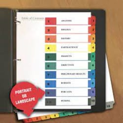Enterprise Technology Solutions&nbsp;Universal  Deluxe Table of Contents Dividers for Printers, 10-Tab, 1 to 10; Table Of Contents, 11 x 8.5, White, 6 Sets