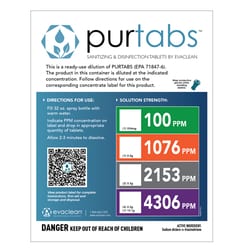 EARTHSAFE CHEMICAL ALTERNATIVES LLC Purtabs Labels 50Pk, Quantity: Pack