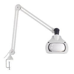 UNITRON&nbsp;Wave LED Magnifier, 45 in. Arm, 5-D Lens and Edge Clamp, White