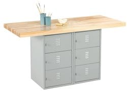 Diversified Spaces™ Two-Station Steel Workbench with Six Horizontal Locker Openings
