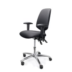 Fisherbrand EcoSmart Vinyl Chair Chrome - Desk Height with Medium Back, Adjustable Arms and EcoSmart Casters Black | Buy Online | Fisher Scientific
