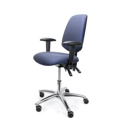 Fisherbrand EcoSmart Vinyl Chair Chrome - Desk Height with Medium Back, Adjustable Arms and EcoSmart Casters Navy | Buy Online | Fisher Scientific