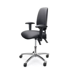 Fisherbrand EcoSmart Vinyl Chair Chrome - Desk Height with Medium Back, Seat Tilt, Adjustable Arms, and EcoSmart Casters Black | Buy Online | Fisher Scientific
