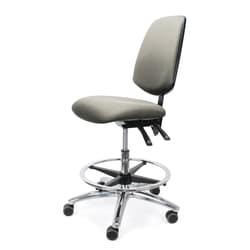 Fisherbrand&trade;&nbsp;EcoSmart Vinyl Chair Chrome - Medium Bench Height with Medium Back, Chrome Foot Ring and EcoSmart Casters