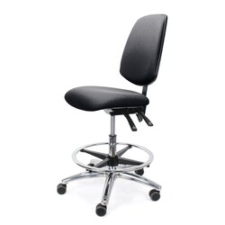 Fisherbrand EcoSmart Vinyl Chair Chrome - Medium Bench Height with Medium Back, Chrome Foot Ring and EcoSmart Casters Black | Buy Online | Fisher Scientific