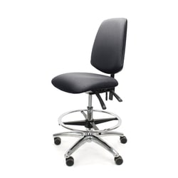 Fisherbrand EcoSmart Vinyl Chair Chrome - Medium Bench Height with Medium Back, Seat Tilt, Chrome Foot Ring and EcoSmart Casters Black | Buy Online | Fisher Scientific