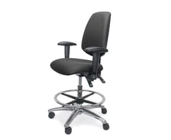 Fisherbrand EcoSmart Vinyl Chair Chrome - Medium Bench Height with Medium Back, Seat Tilt, Adjustable Arms, Chrome Foot Ring and EcoSmart Casters Black | Buy Online | Fisher Scientific