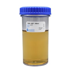 Hardy Diagnostics&nbsp;Tryptic Soy Broth (TSB), USP, 100 mL Fill, Wide Mouth Polycarbonate Jar