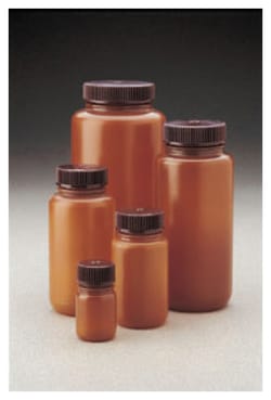 Thermo Scientific Nalgene Wide-Mouth Translucent Amber HDPE Packaging Bottles